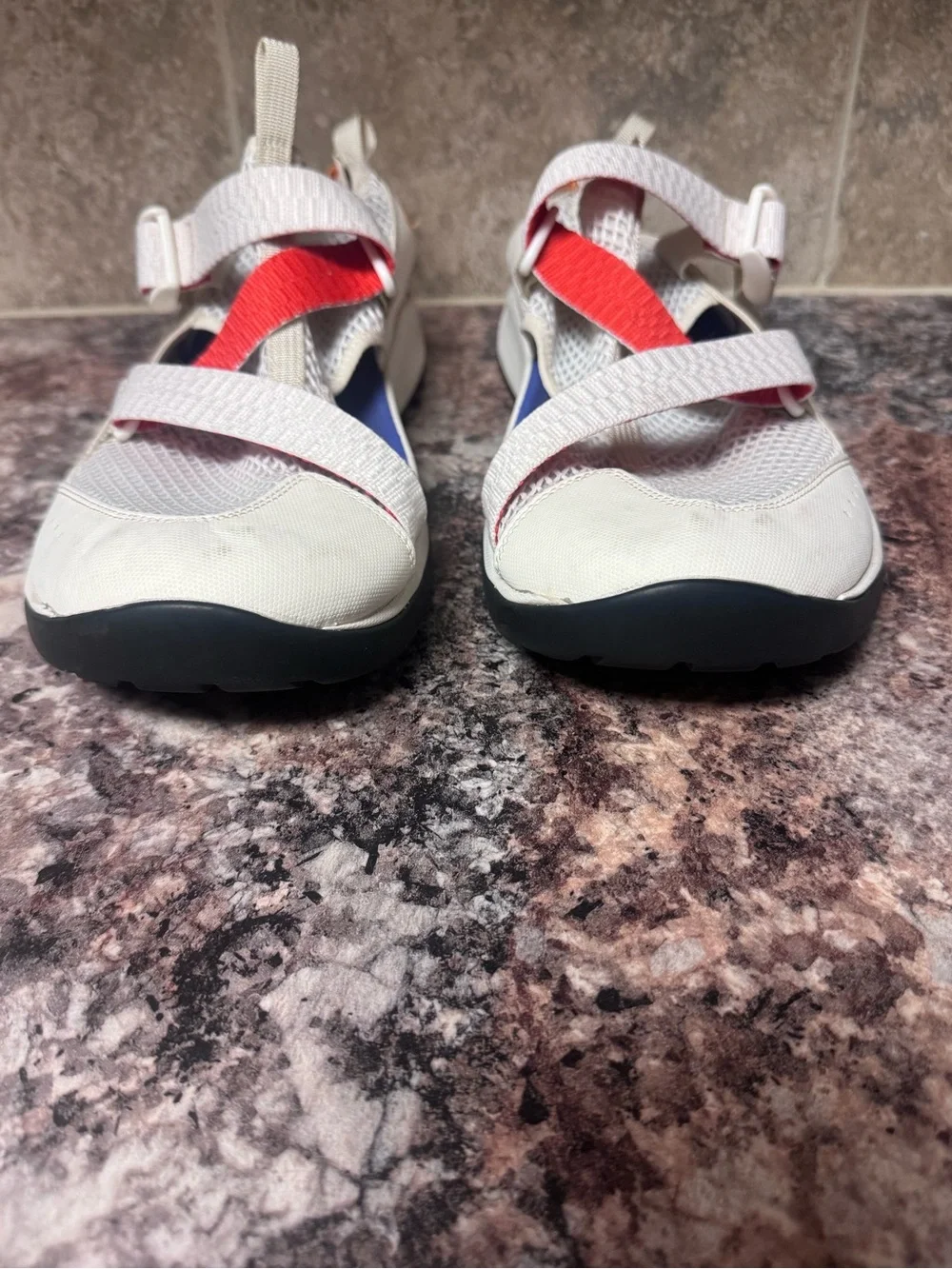 Chaco Odyssey Mesh Closed Toe Water Sport Sandals Gray Orange Blue